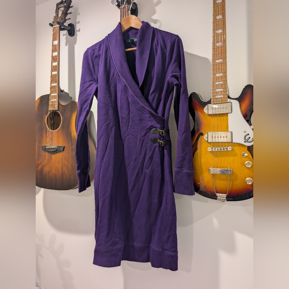 RLJ Purple Knit Dress With Buckle Detail